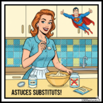 Une jeune femme fais de la patisserie et utilise un substitut à la levure chiique . Astuces pour remplacer la levure chimique. 1000astuces.fr