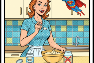 Une jeune femme fais de la patisserie et utilise un substitut à la levure chiique . Astuces pour remplacer la levure chimique. 1000astuces.fr