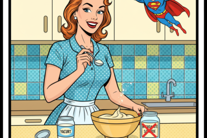 Une jeune femme fais de la patisserie et utilise un substitut à la levure chiique . Astuces pour remplacer la levure chimique. 1000astuces.fr