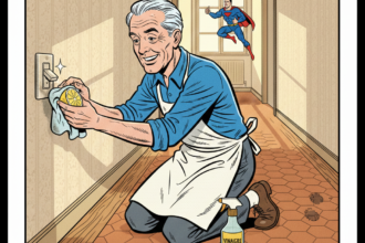 Un vieil homme nettoie un interrupteur.Astuces naturelles pour nettoyer prises et interrupteurs.1000astuces.fr