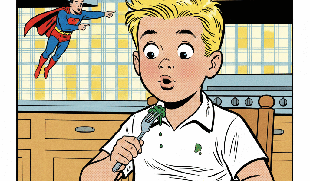 un enfant mange des epinards et se tache la chemise . Astuces pour enlever une tache d'épinards. 1000astuces.fr