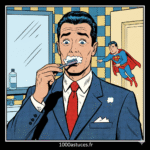 un homme se brosse les dents et se tache la veste avec du dentifrice. astuces pour enlever une tache de dentrifrice. 1000astuces.fr