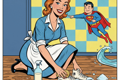 une jeune femme enleve des tches d'eau de mer sur des baskets . Astuces pour enlever les taches de calcaire, eau de mer . 1000astuces .fr