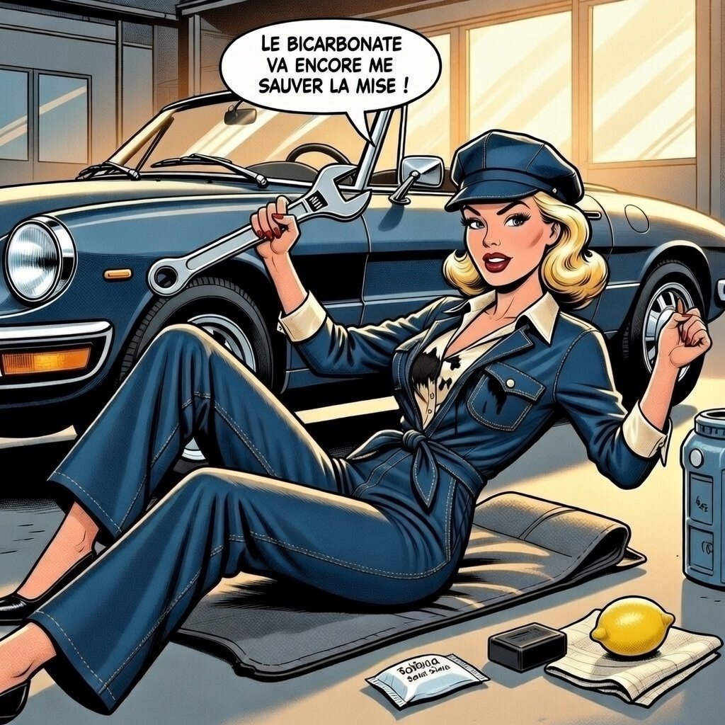 Mina Pop fais l'entretien de sa voiture et fait une tache de camboui sur sa chemise . Elle a la solution pour enlever la tache