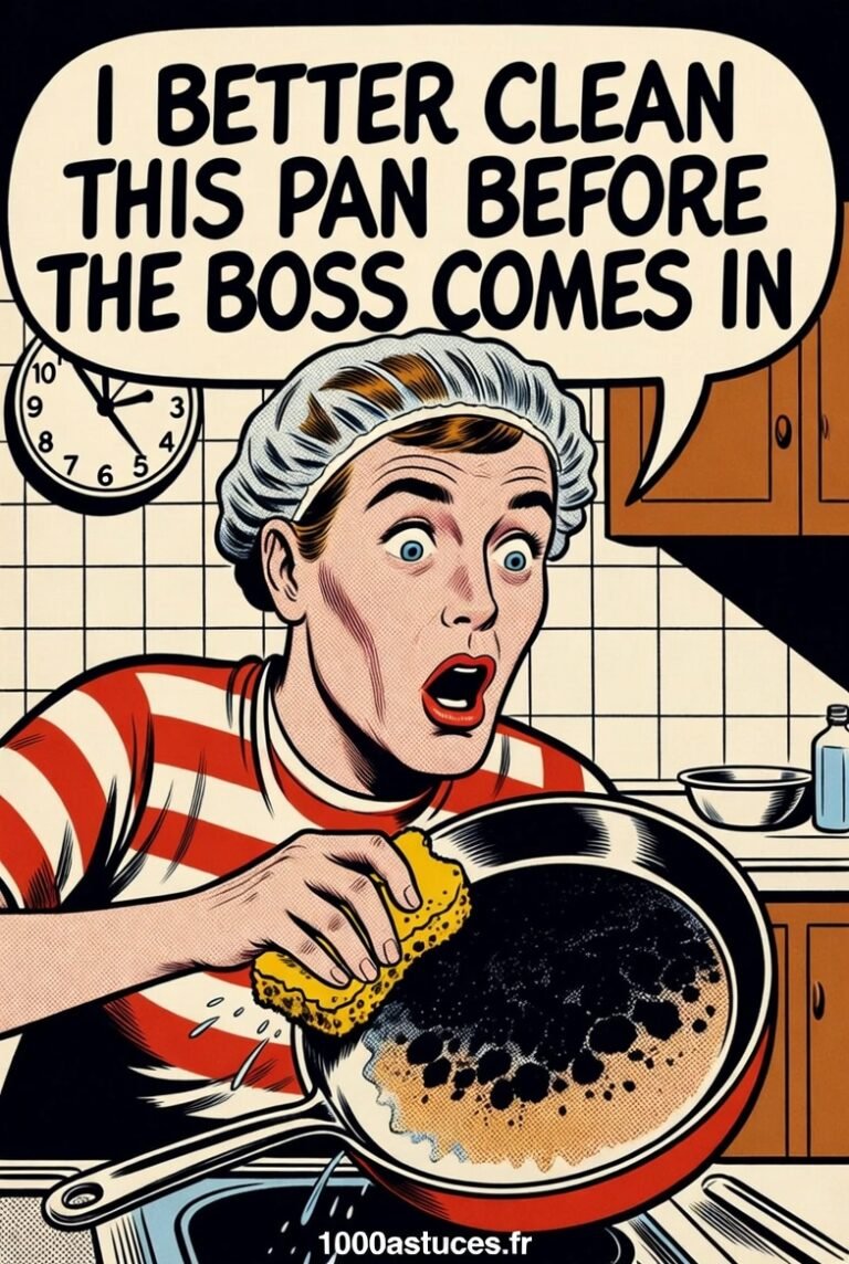 illustration pop art d'une astuce pour nettoyer une casserole brûlée