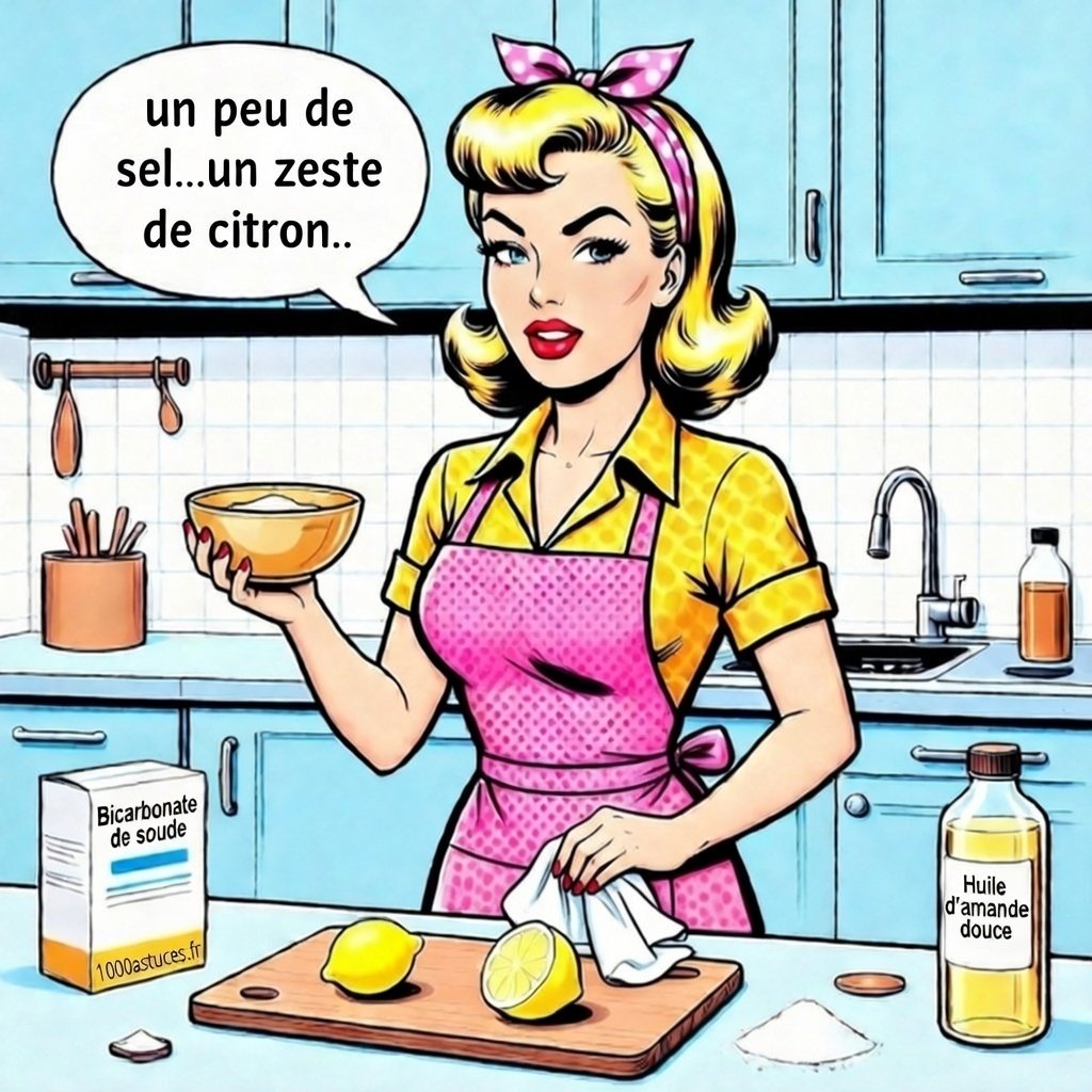 Mina montre comment désinfecter et nettoyer une planche à découper . Un geste à faire régulièrement.