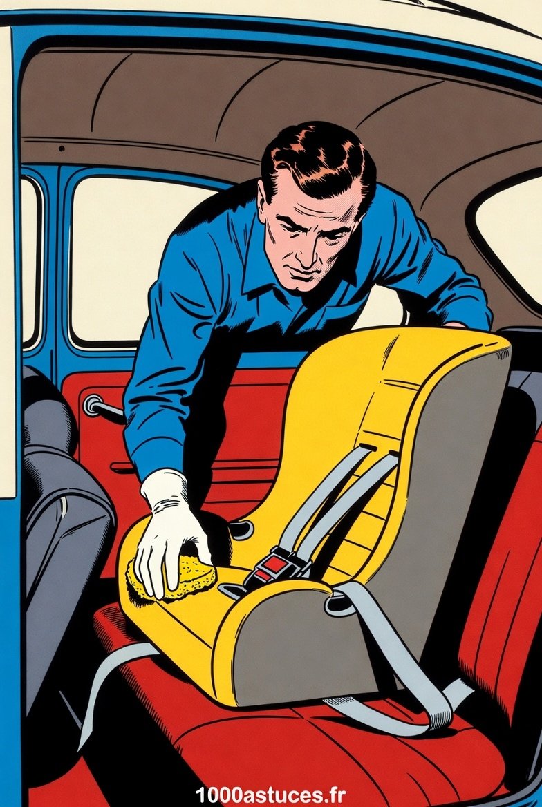 nettoyer sans produits agressifs le siège auto de votre enfant.