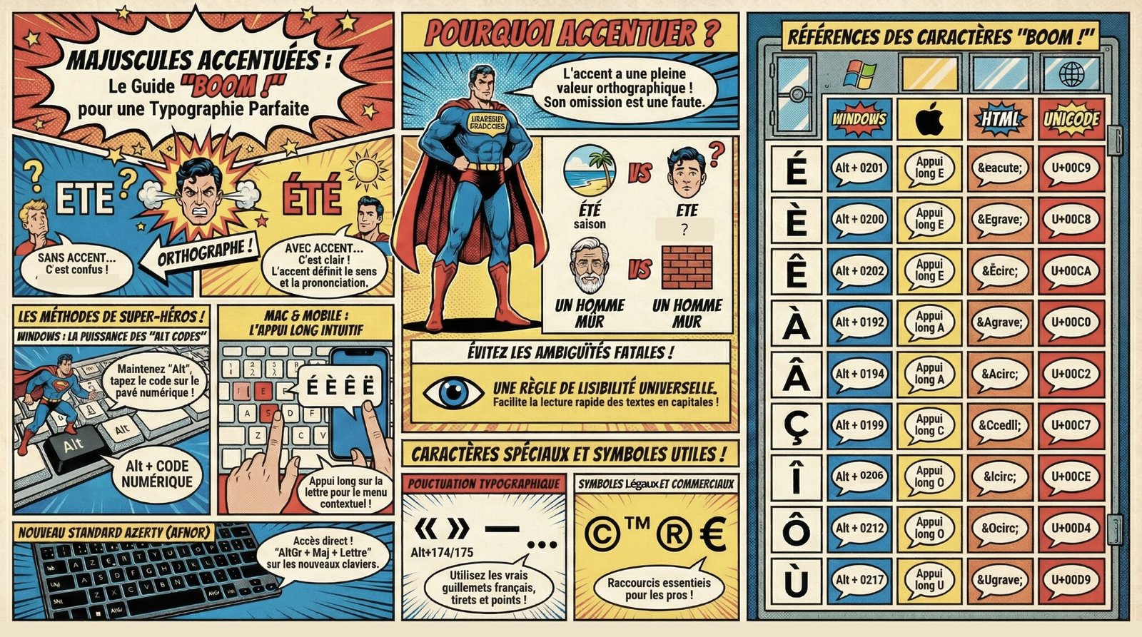 Tableau des accentuation et signes spéciaux